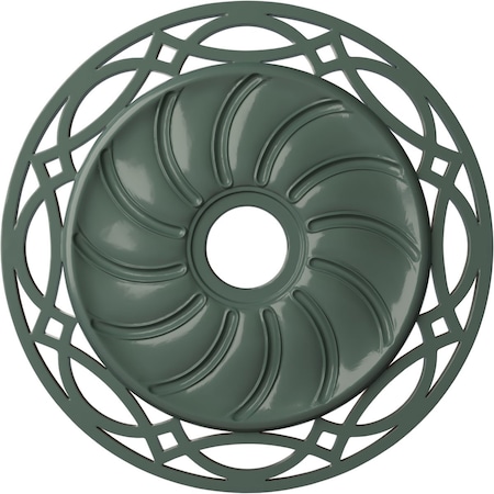 Ekena Millwork Loera Ceiling Medallion (Fits Canopies up to 6 1/4"), 26 5/8"OD x 4 1/2"ID x 1 3/8"P, Cloud Burst CM26LOCBF